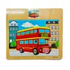 Puzzle Clasic din Lemn pentru Copii și Bebeluși, Model London Bus și Arhitectură Urbană, Joc Educativ de Potrivire