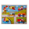 Puzzle din Lemn Încastru cu Pioneze, Model Mașini în Trafic și Vehicule Urbane, Joc Educativ pentru Copii