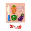 Set Educativ din Lemn, Puzzle cu Legume de Tăiat cu Scai și Cuțit, 9 Piese Multicolore