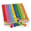 Joc Educativ Montessori din Lemn, Tabla Înmulțirii cu 100 de Piese Colorate și Autocorectare