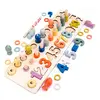 Tablă Montessori Educativă din Lemn, 3 în 1, cu Alfabet, Cifre și Joc de Pescuit Magnetic
