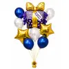 Buchet de Baloane Aniversare "Happy Birthday" – Set Cadou cu Balon Cadou Mov, Aurii și Albastre