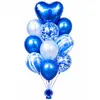 Set Baloane Petrecere, Balon Inima din Folie și Confetti, Umflare Aer/Heliu, Albastru