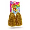 Set 2 Pompoane Majorete, Auriu Metalizat, cu Mâner de Plastic Alb, Accesorii Petrecere și Sport