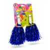 Set 2 Pompoane Majorete, Albastru Metalizat, cu Mâner de Plastic Alb, Accesorii Petrecere și Sport
