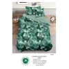 Lenjerie de Pat Single din Finet cu Elastic Pucioasa, 4 Piese, Imprimeu Fluturi 3D și Unde Verzi, Model S-43