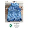 En-gros Lenjerie de Pat Single din Finet cu Elastic Pucioasa, 4 Piese, Imprimeu Fluturi din Cristal și Lalele Albastre, Model Feeric, Culoare: Albastru - vânzare en-gros pentru revânzare