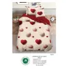 Lenjerie de Pat Single din Finet cu Elastic Pucioasa, 4 Piese, Imprimeu Inimi 3D Roșii și Roz, Model S-41
