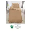 Lenjerie de Pat Single din Finet Super Design Pucioasa, 4 Piese, Cearceaf de Pat cu Elastic 140 x 200 cm, Bej, Model SE-14
