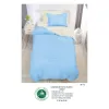 Lenjerie de Pat Single din Finet Super Design Pucioasa, 4 Piese, Cearceaf de Pat cu Elastic 140 x 200 cm, Bicolor Albastru/Crem, Model SE-15