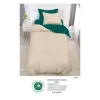 Lenjerie de Pat Single din Finet Super Design Pucioasa, 4 Piese, Cearceaf de Pat cu Elastic 140 x 200 cm, Bicolor Verde/Bej, Model SE-05