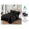 Lenjerie de Pat Dublu din Damasc Premium Super Design Pucioasa, 4 Piese, Cearceaf de Pat cu Elastic 180 x 200 cm, Dungi Hoteliere, Negru, Model V-02