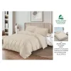 Lenjerie de Pat Dublu din Damasc Premium Super Design Pucioasa, 4 Piese, Cearceaf de Pat cu Elastic 180 x 200 cm, Dungi Hoteliere, Crem Deschis / Ivoriu, Model V-04