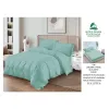Lenjerie de Pat Dublu din Damasc Premium Super Design Pucioasa, 4 Piese, Cearceaf de Pat cu Elastic 180 x 200 cm, Dungi Hoteliere, Verde Mentă, Model V-08
