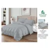 Lenjerie de Pat Dublu din Damasc Premium Super Design Pucioasa, 4 Piese, Cearceaf de Pat cu Elastic 180 x 200 cm, Dungi Hoteliere, Gri Deschis, Model V-05