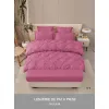 Lenjerie de Pat Dublu din Finet Premium Pucioasa, 6 Piese, cu Pliuri Brodate structural și Cearceaf cu Elastic, Roz Prăfuit, Model Q-6