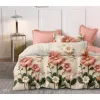 Lenjerie de Pat Dublu din Finet cu Cearceaf Clasic, Model 5D cu Flori Tricotate Delicate, 6 Piese