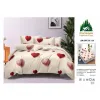 Lenjerie de Pat Dublu din Finet cu Cearceaf cu Elastic, Model Romantic cu Inimi Pucioasa, 4 Piese