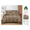 Lenjerie de Pat Dublu din Finet cu Cearceaf cu Elastic, Model Animal Print Leopard Pucioasa, 4 Piese