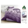 Lenjerie de Pat Dublu din Finet cu Cearceaf cu Elastic, Model Elegant în Degradé Mov Pucioasa, 4 Piese