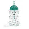 Pahar din Sticlă în Formă de Ursuleț 600 ml cu Pai Reutilizabil