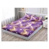 Set Husă de Pat din Finet cu Elastic, 180x200 cm, Mov cu Fluturi, 2 Fețe de Pernă