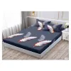 Set Husă de Pat din Finet cu Elastic, 180x200 cm, Model Pene, 2 Fețe de Pernă