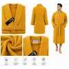 Set Complet Baie: 1 Halat Velur Mărime L/XL și 2 Prosoape, Muștar