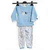 Set 4 Mărimi Pijama Copii Albastru din Bumbac 100% Mărimi 26-32