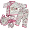 Set 4 Serii Compleu Pentru Bebeluși 5 Piese Bumbac 100% Cu Model Imprimat Roz Mărimi 22-24