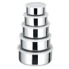 Set 5 caserole din inox cu capace din plastic transparent