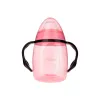 Căniță roz cu mânere și două duze din silicon, 280 ml, 9 luni+
