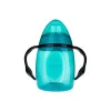 Căniță turcoaz anti-vărsare, 280 ml, cu două duze din silicon, 9 luni+