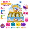 Mini Dumpling Squishy cu Sclipici, 5 cm, Jucărie Antistres Elastică, Culori Asortate, Cutie Individuală, Set 24 Bucăți