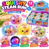 Jucărie Squishy Steam Bun cu Lumini LED, Bile Colorate și Sclipici, Antistres, 8,5 cm