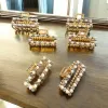 En-gros Clești de păr dreptunghiulari din metal auriu cu perle și pietricele - 12 bucăți/set G200 - vânzare en-gros pentru revânzare