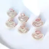 Set 12 Clestișori de Păr G233-1 (Inimioară) din Metal Rose-Gold cu Pavaj de Pietre Strass și Floare Centrală Colorată