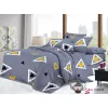 Lenjerie de pat finet 4 piese - geometric gri și galben - H786