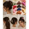 Set 12 clești de păr siliconati cu flori colorate pentru coc si coafuri elegante