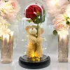 Ursuleț cu floare decorativă sub cupolă LED, 9 x 20 cm, I458