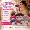 Set 12 evantaie textile pliabile cu imprimeu floral, G426