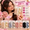 Set Accesorii Păr cu Elastice din Satin și Cleștișori Ondulați - Set 12 Cartonașe (48 Bucăți)