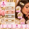 Clame de Păr Tip TT din Metal cu Pietre Strălucitoare Pastelate - Set 12 Cartonașe (48 Bucăți)
