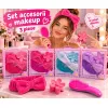 Set Accesorii Makeup cu Bentiță Pufoasă, Perie și Clește Floare - 3 Piese (Set 6 Cutii)