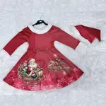 Rochiță Crăciun roșie cu Moș Crăciun și căciuliță