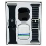Ceas inteligent unisex cu ecran 2 inch, set cu căști Bluetooth, IP67, curea silicon, negru