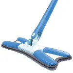 Mop cu cap în formă de X, rotire 360°, telescopic, sistem de stoarcere integrat, 3 lavete microfibră incluse, 123 cm, albastru deschis