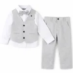 Costum elegant băiat gri 4 piese 5–8 ani set complet