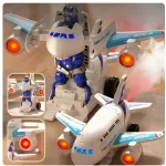 Avion Transformer Muzical cu Lumini LED și Mișcare Bump-and-Go, Jucărie Interactivă pentru Copii