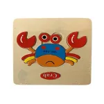 Puzzle din Lemn pentru Copii și Bebeluși, Model Crab Vesel, Jucărie Educativă